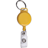 Рулетка для бейджа с кольцом и клипом Brauberg, с креплением петля + кнопка, желтая