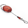 Овальная рулетка для бейджа с карабином Durable, прозрачная красная, крепится на карабине