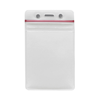 Прозрачный пластиковый карман для бейджа с застежкой ZIP-Lock, вертикальный, 75х130 мм