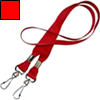 Лента для бейджа с двумя карабинами, ширина 20 мм, красная