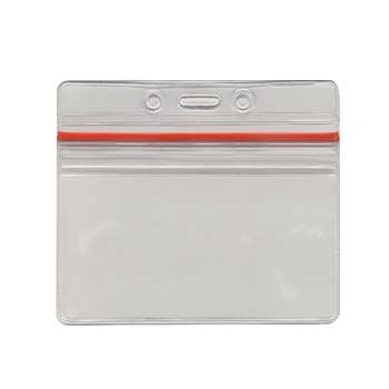 Прозрачный пластиковый карман для бейджа с застежкой ZIP-Lock, горизонтальный, 110х93 мм